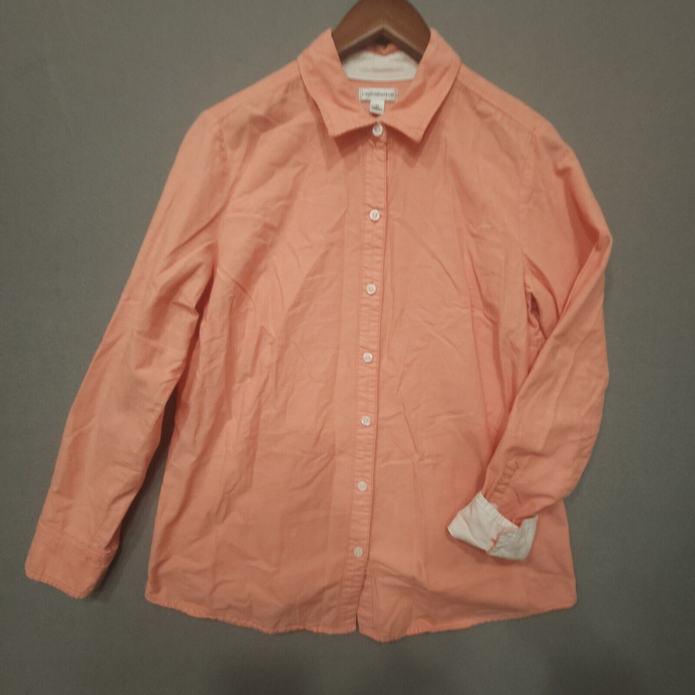 Croft & Barrow Womens Pink Long Sleeve Flip Cuff‎ Button Up Shirt Size Medium